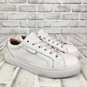 Taos Plim Soul Lux Women's Sz 7 White Leather Lace Up Casual Fashion Sneakers